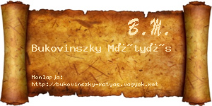 Bukovinszky Mátyás névjegykártya